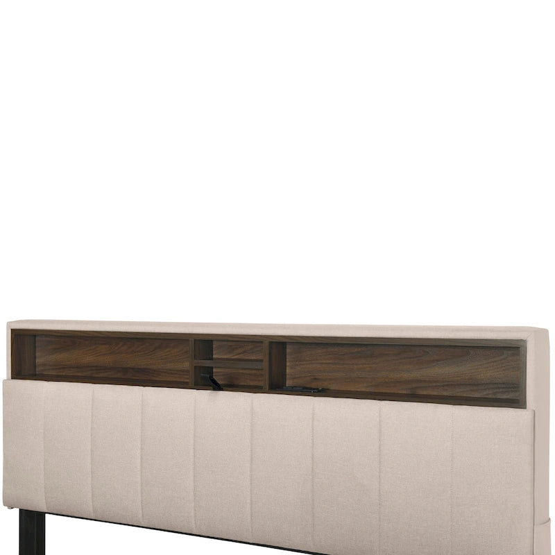 Linen Upholstered Platform Bed with Openable Storage Backrest, Wood Low Profile Bed with Trundle, 2 Drawers, Sockets, USB Ports
