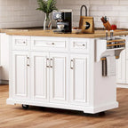 54Inch Large Kitchen Island With Rubber Wood Drop Leaf(no include stool)
