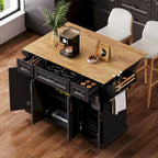 54Inch Large Kitchen Island With Rubber Wood Drop Leaf(no include stool)