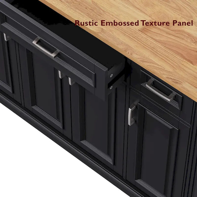 54Inch Large Kitchen Island With Rubber Wood Drop Leaf(no include stool)
