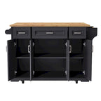 54Inch Large Kitchen Island With Rubber Wood Drop Leaf(no include stool)