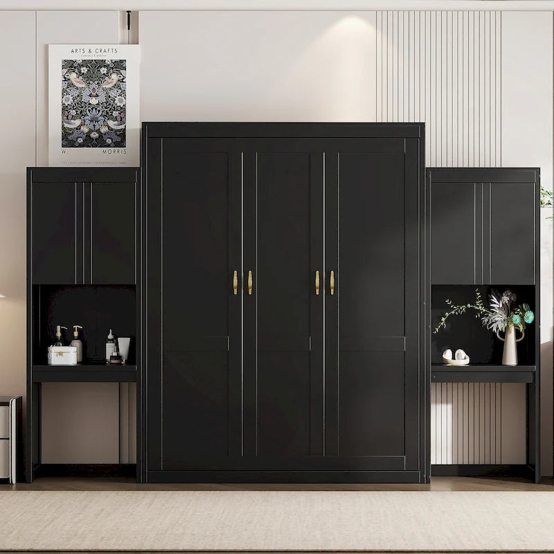 Versatile Queen Size Murphy Bed with Integrated Storage and Functionality