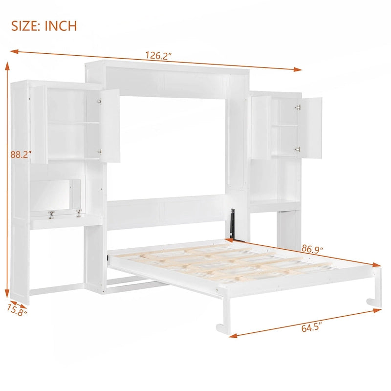 Versatile Queen Size Murphy Bed with Integrated Storage and Functionality