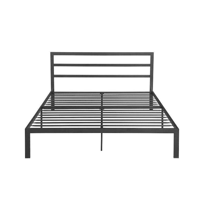 Modern Style Queen Size Strong Steel Metal Platform Bed with Headboard for Bedroom