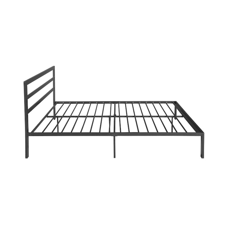 Modern Style Queen Size Strong Steel Metal Platform Bed with Headboard for Bedroom