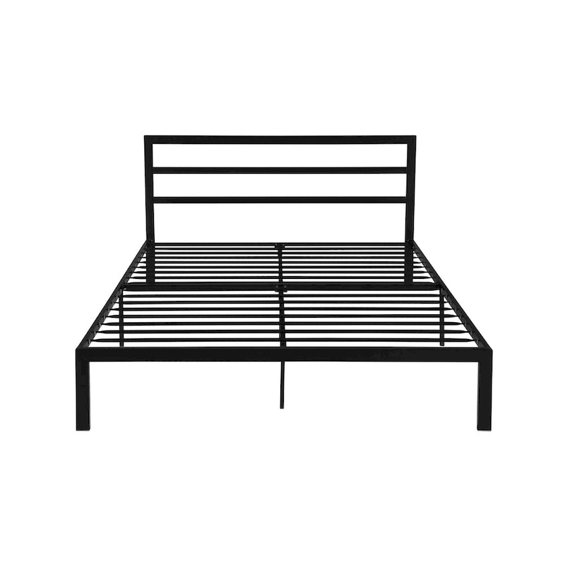 Modern Style Queen Size Strong Steel Metal Platform Bed with Headboard for Bedroom