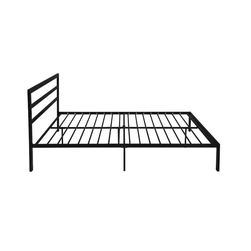 Modern Style Queen Size Strong Steel Metal Platform Bed with Headboard for Bedroom