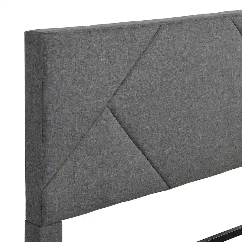 Queen Size Upholstered Platform Bed with Wood Slat Support for Bedroom