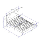 Queen Size Upholstered Platform Bed with Wood Slat Support for Bedroom