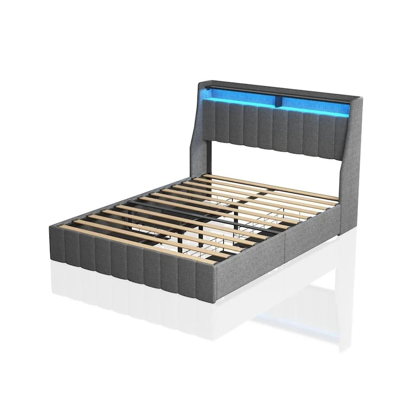 Platform Bed with LED and Storage Drawers