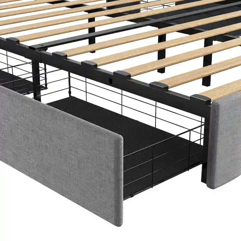 Platform Bed with LED and Storage Drawers