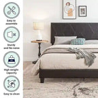 Black Pu Queen Size Upholstered Platform Bed with Slat Support