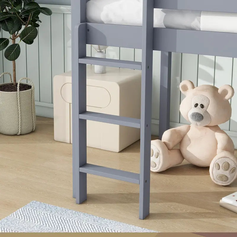 Twin Loft Bed with Slide and Playful Low-Profile Design (250lb Capacity)