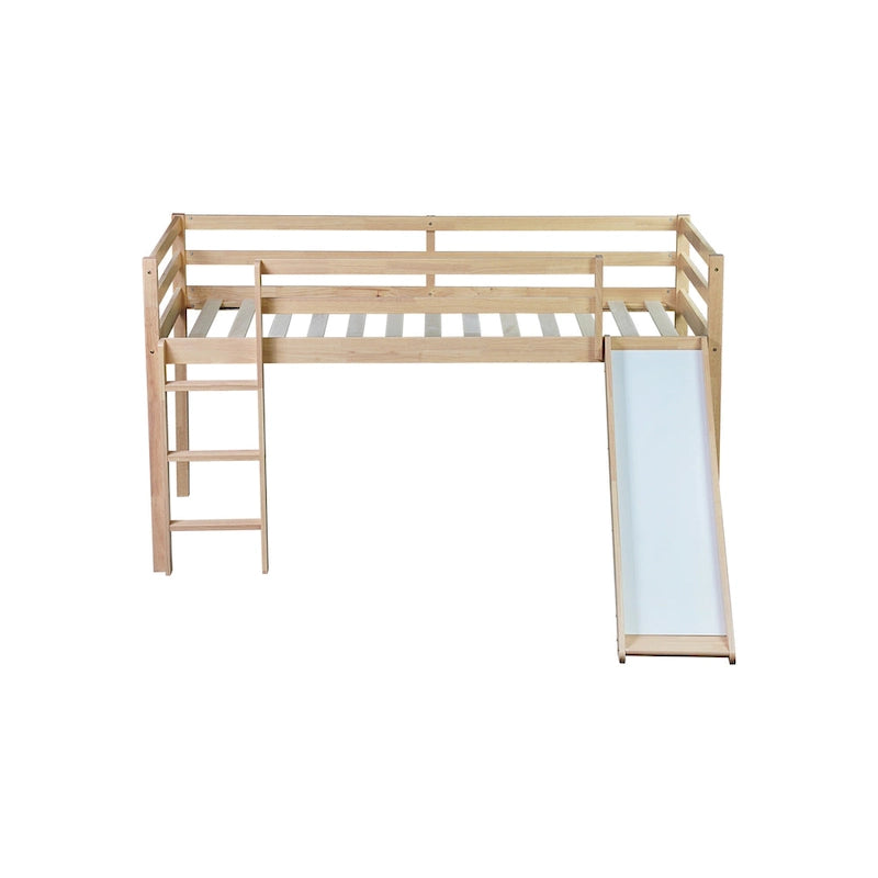 Twin Loft Bed with Slide and Playful Low-Profile Design (250lb Capacity)