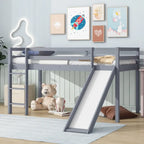 Twin Loft Bed with Slide and Playful Low-Profile Design (250lb Capacity)