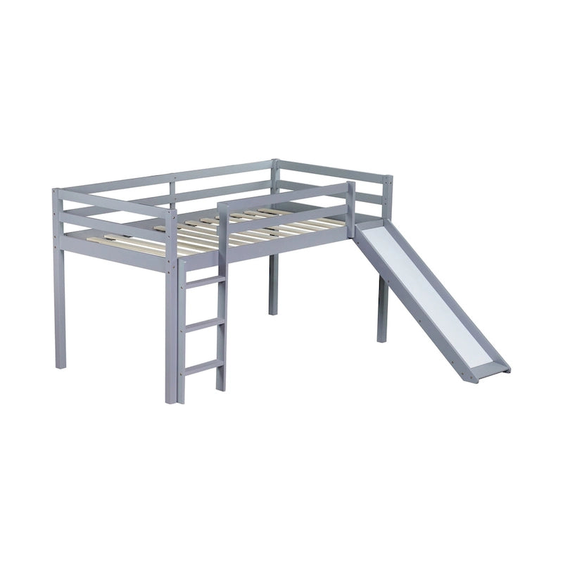 Twin Loft Bed with Slide and Playful Low-Profile Design (250lb Capacity)