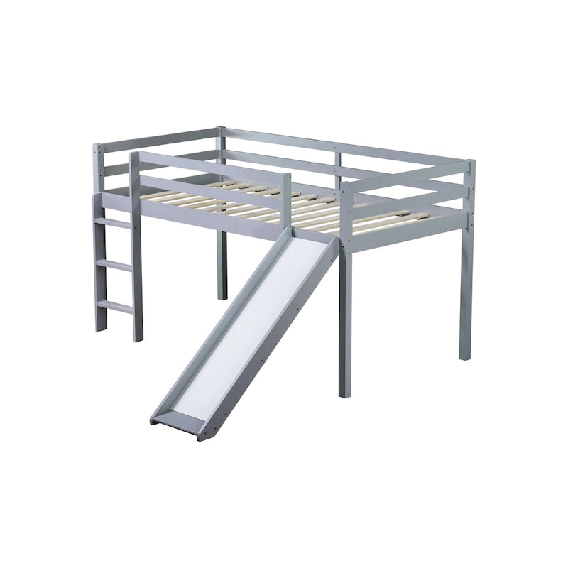 Twin Loft Bed with Slide and Playful Low-Profile Design (250lb Capacity)
