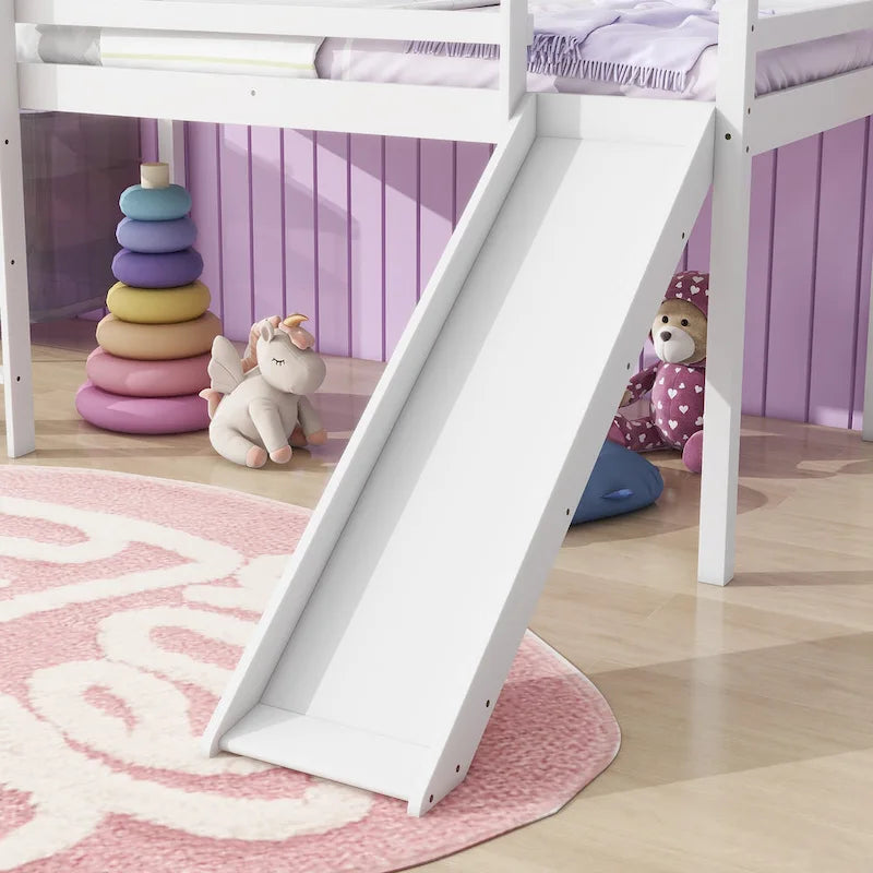 Twin Loft Bed with Slide and Playful Low-Profile Design (250lb Capacity)