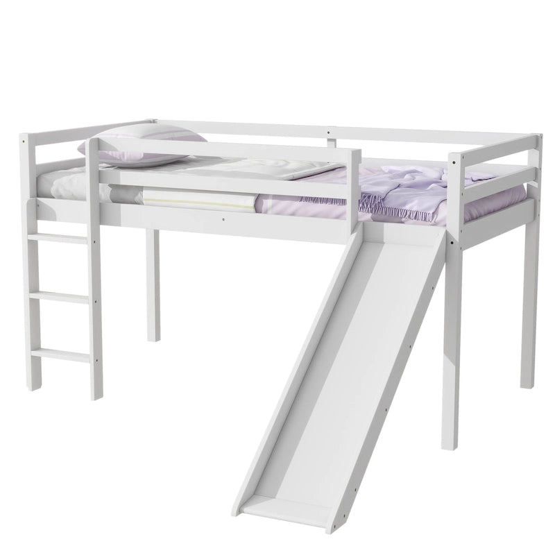 Twin Loft Bed with Slide and Playful Low-Profile Design (250lb Capacity)