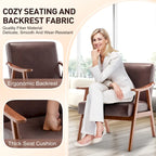 Poltroncina moderna marrone scuro da 26" con struttura in legno massello e schienale extra spesso