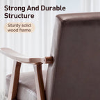 Poltroncina moderna marrone scuro da 26" con struttura in legno massello e schienale extra spesso