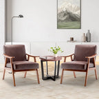 Poltroncina moderna marrone scuro da 26" con struttura in legno massello e schienale extra spesso