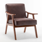 Poltroncina moderna marrone scuro da 26" con struttura in legno massello e schienale extra spesso