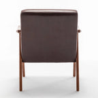 Poltroncina moderna marrone scuro da 26" con struttura in legno massello e schienale extra spesso