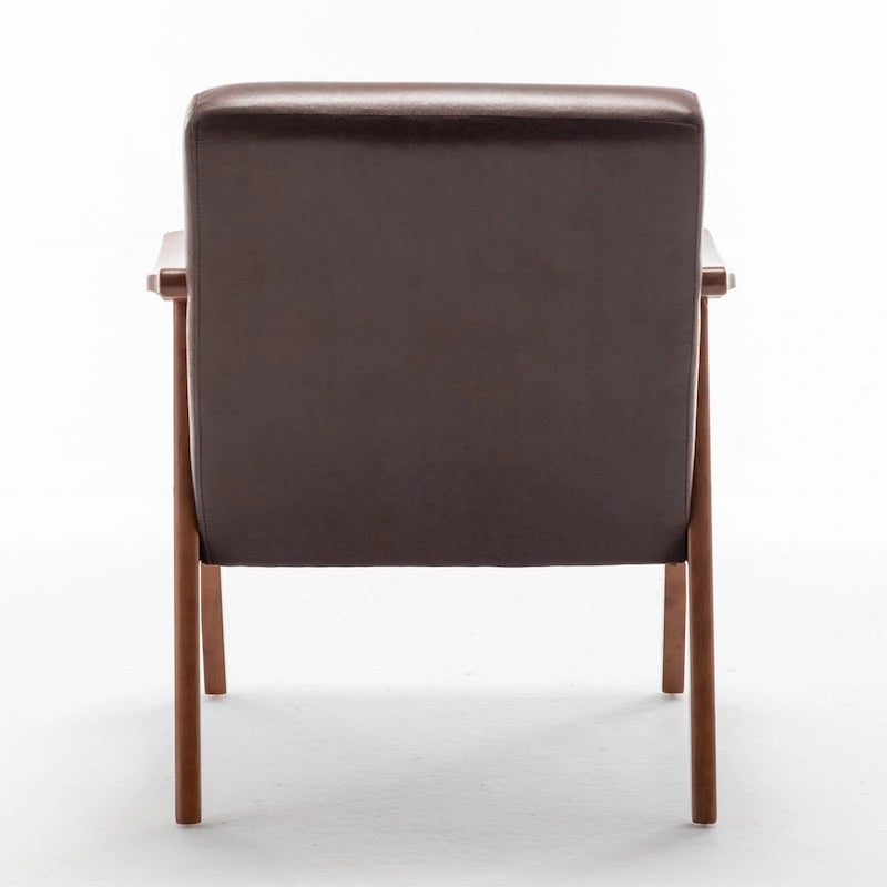 Poltroncina moderna marrone scuro da 26" con struttura in legno massello e schienale extra spesso