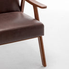 Poltroncina moderna marrone scuro da 26" con struttura in legno massello e schienale extra spesso
