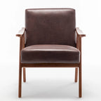 Poltroncina moderna marrone scuro da 26" con struttura in legno massello e schienale extra spesso