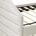 Beige Twin Linen Tufted Daybed with Trundle