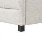 Beige Twin Linen Tufted Daybed with Trundle