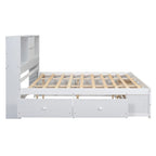 White King Size Modern Wooden Bed with Storage Headboard and 8 Drawers