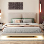 Letto flottante in velluto con luce sensore