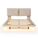 Letto flottante in velluto con luce sensore