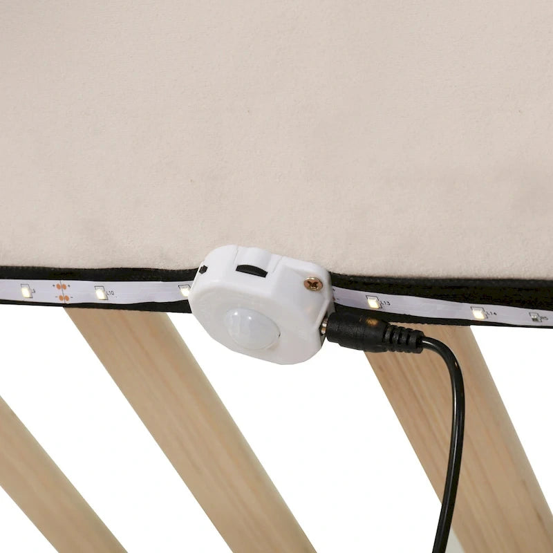Letto flottante in velluto con luce sensore
