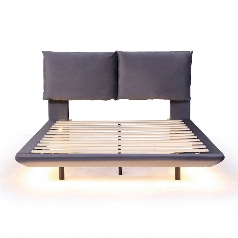 Letto flottante in velluto con luce sensore