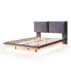 Letto flottante in velluto con luce sensore