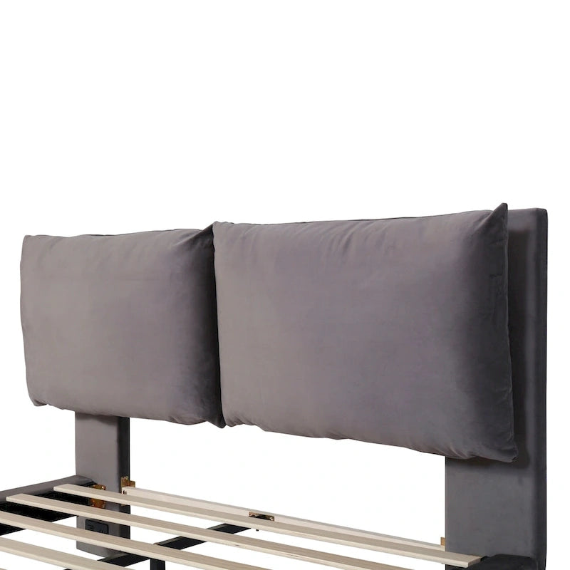 Letto flottante in velluto con luce sensore