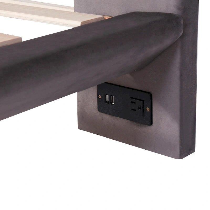 Letto flottante in velluto con luce sensore