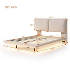 Letto flottante in velluto con luce sensore