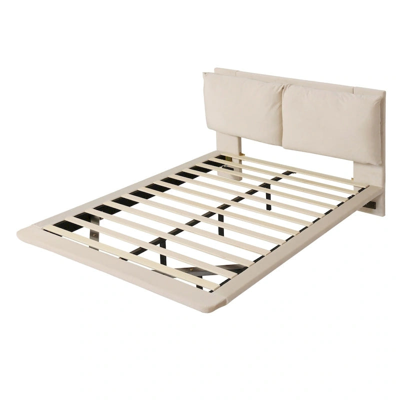 Letto flottante in velluto con luce sensore