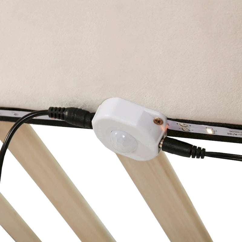 Letto flottante in velluto con luce sensore