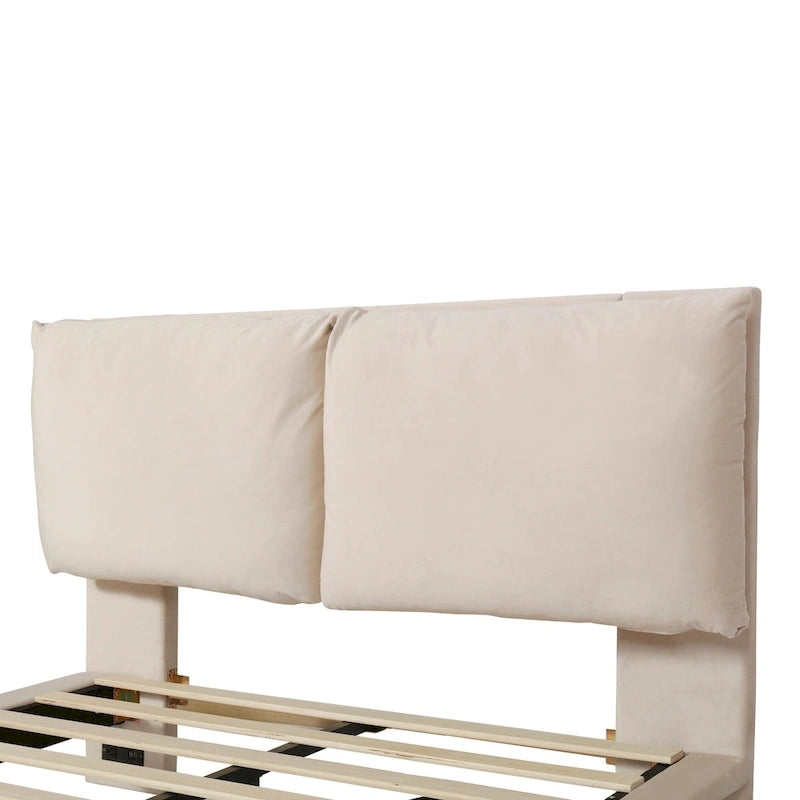 Letto flottante in velluto con luce sensore
