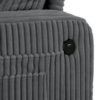 Divano a 3 posti rettangolare moderno in velluto a coste 85 con USB e 2 cuscini