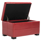 Tufted Bicast Leather Storage Bench with Hinged Lid and Wooden Legs