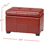 Tufted Bicast Leather Storage Bench with Hinged Lid and Wooden Legs