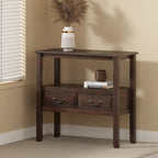 Rustic Acacia Wood Accent Console Table with Drawers and Shelf