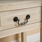 Rustic Acacia Wood Accent Console Table with Drawers and Shelf